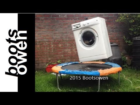 Washing machine brick bouncing on trampoline