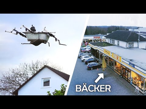 Mit der FLIEGENDEN BADEWANNE zum BÃ�CKER! | Bemannte Drohne #4