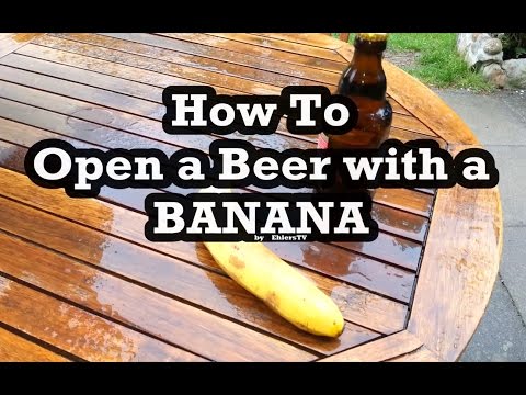 Open Beer Bottle with a Banana