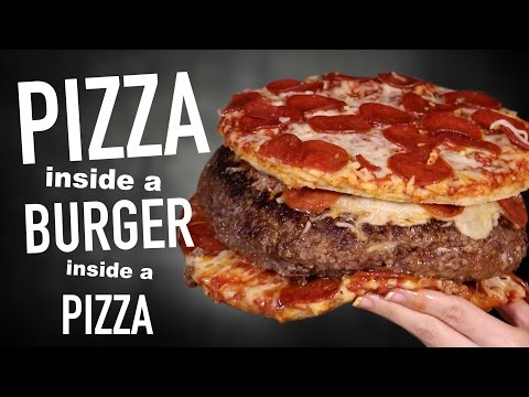 PIZZA INSIDE A BURGER INSIDE A PIZZA
