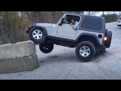 Jeep Tries to Park on a Wall and Flips