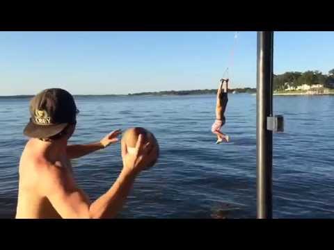 Backflip Football Catch into Lake