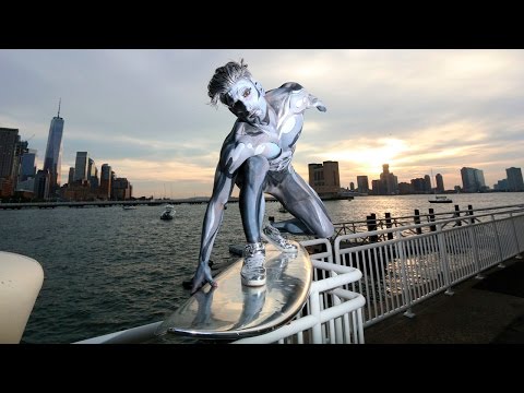 EPIC SILVER SURFER HALLOWEEN COSTUME NYC!