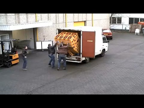 LiveLeak - Workers Drop Cases of Beer from Truck
