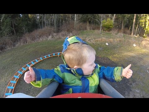 Back Yard Roller Coaster - Wyatt&#039;s First Ride