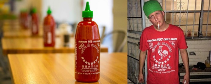 Das Kostüm des Tages: Die menschliche Sriracha Flasche