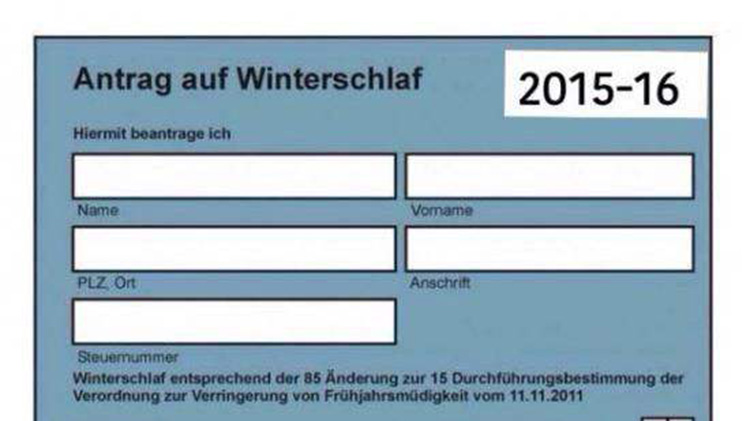 Winterschlaf 2015-16 beantragen: Hier das Formular