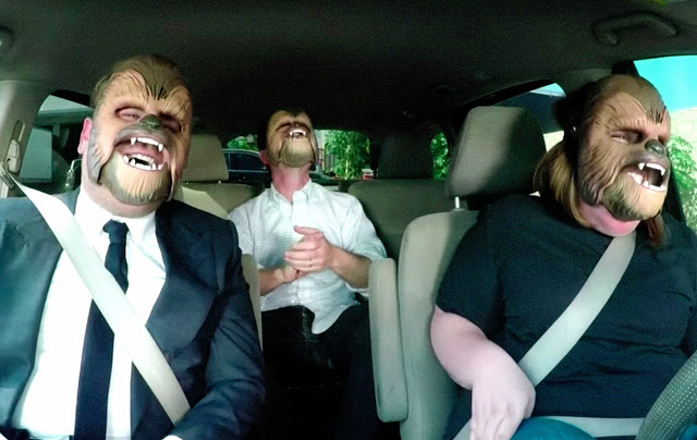 James Cordon und die Chewbacca Mom unterwegs im Auto