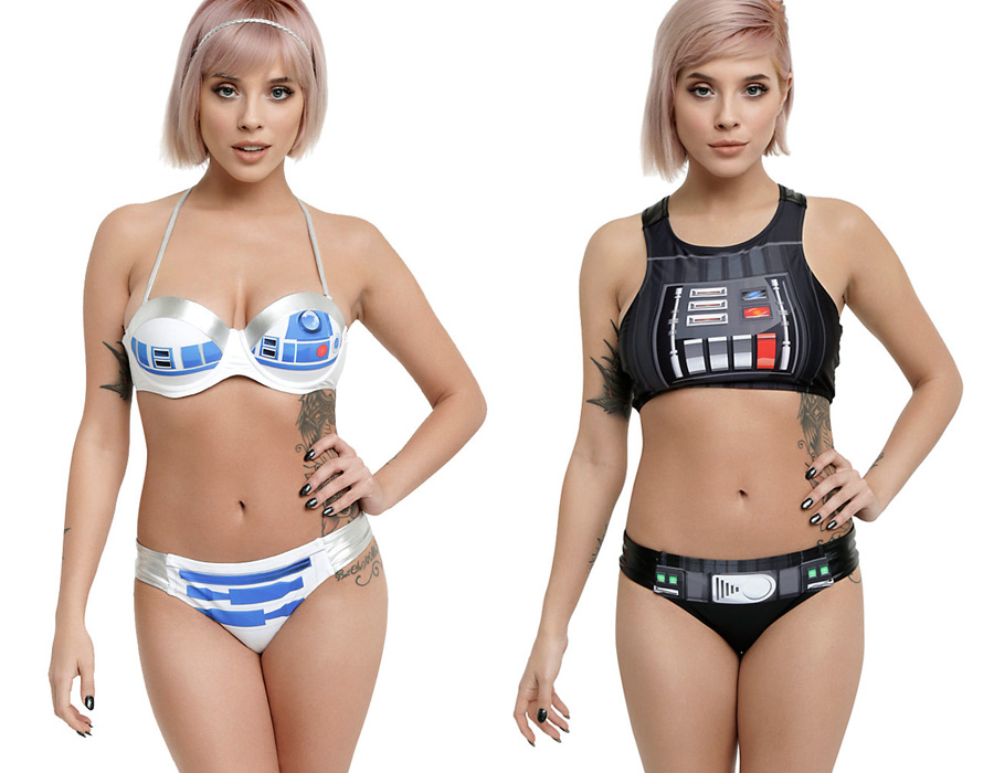 R2-D2 und Darth Vader als Bikini für den Strand